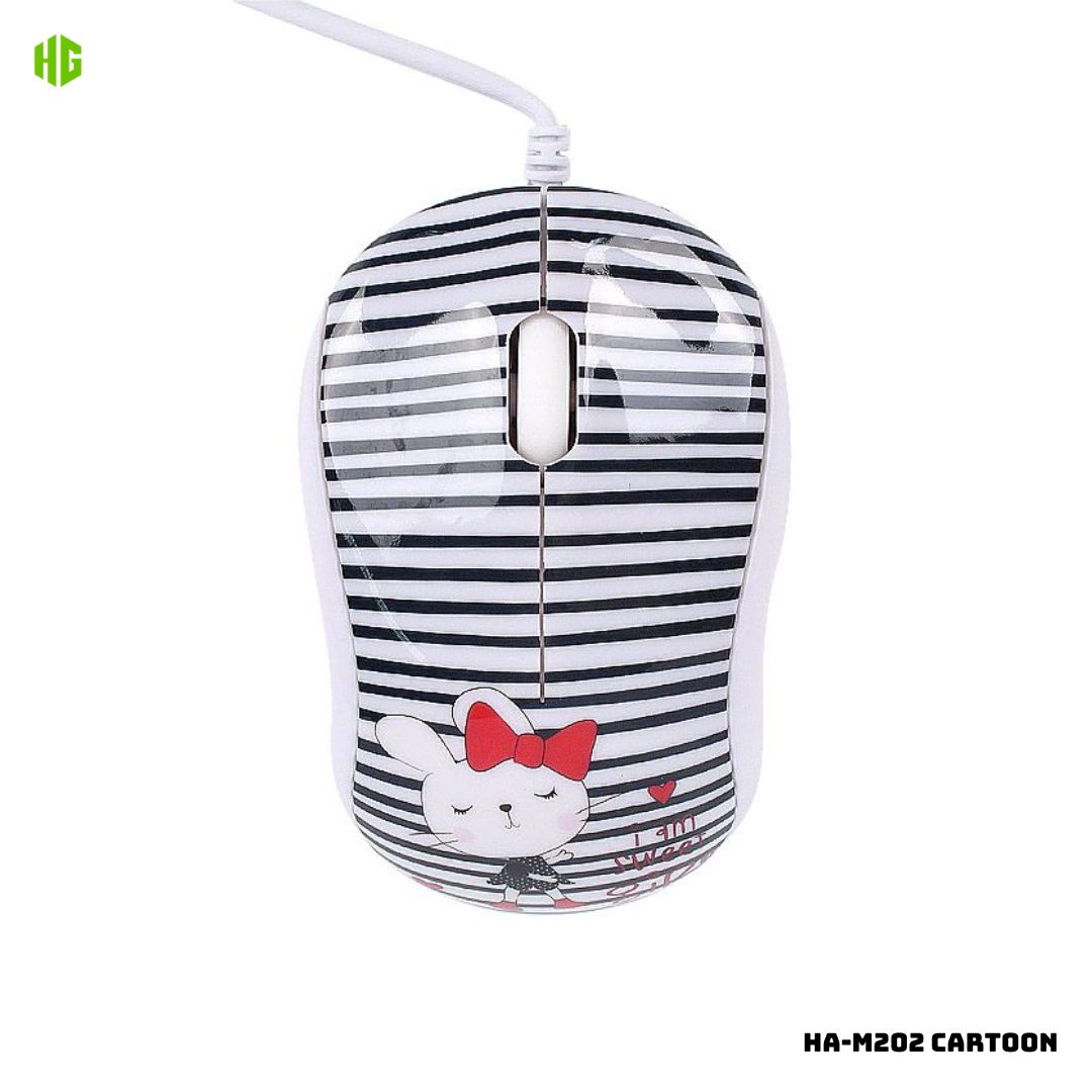 MOUSE ALAMBRICO PARA NIÑOS HALION HA-M202 1000 DPI - CARTOON CONEJITO - 1
