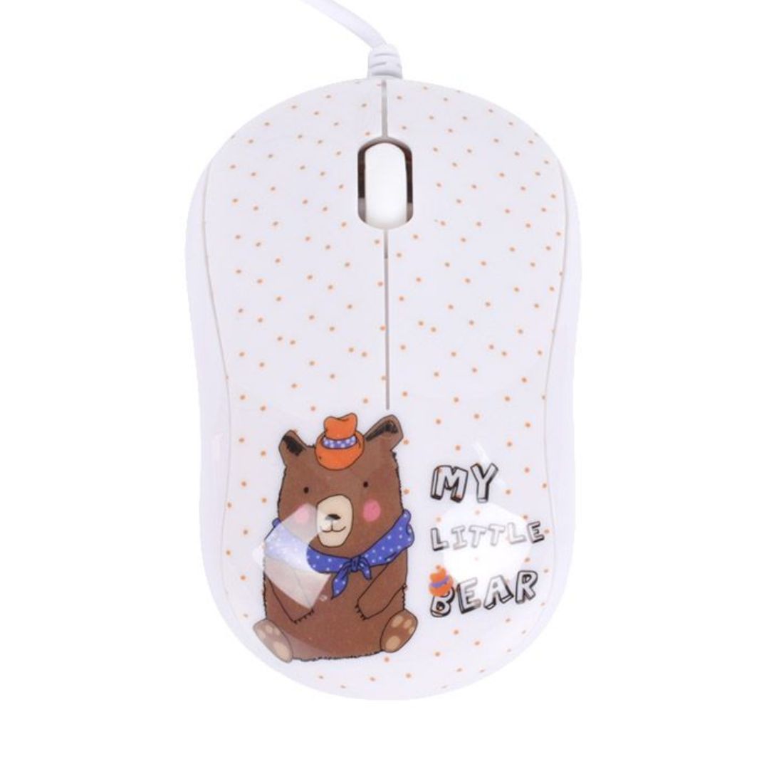 MOUSE ALAMBRICO PARA NIÑOS HALION HA-M202 1000 DPI - CARTOON OSITO PARDO - 2