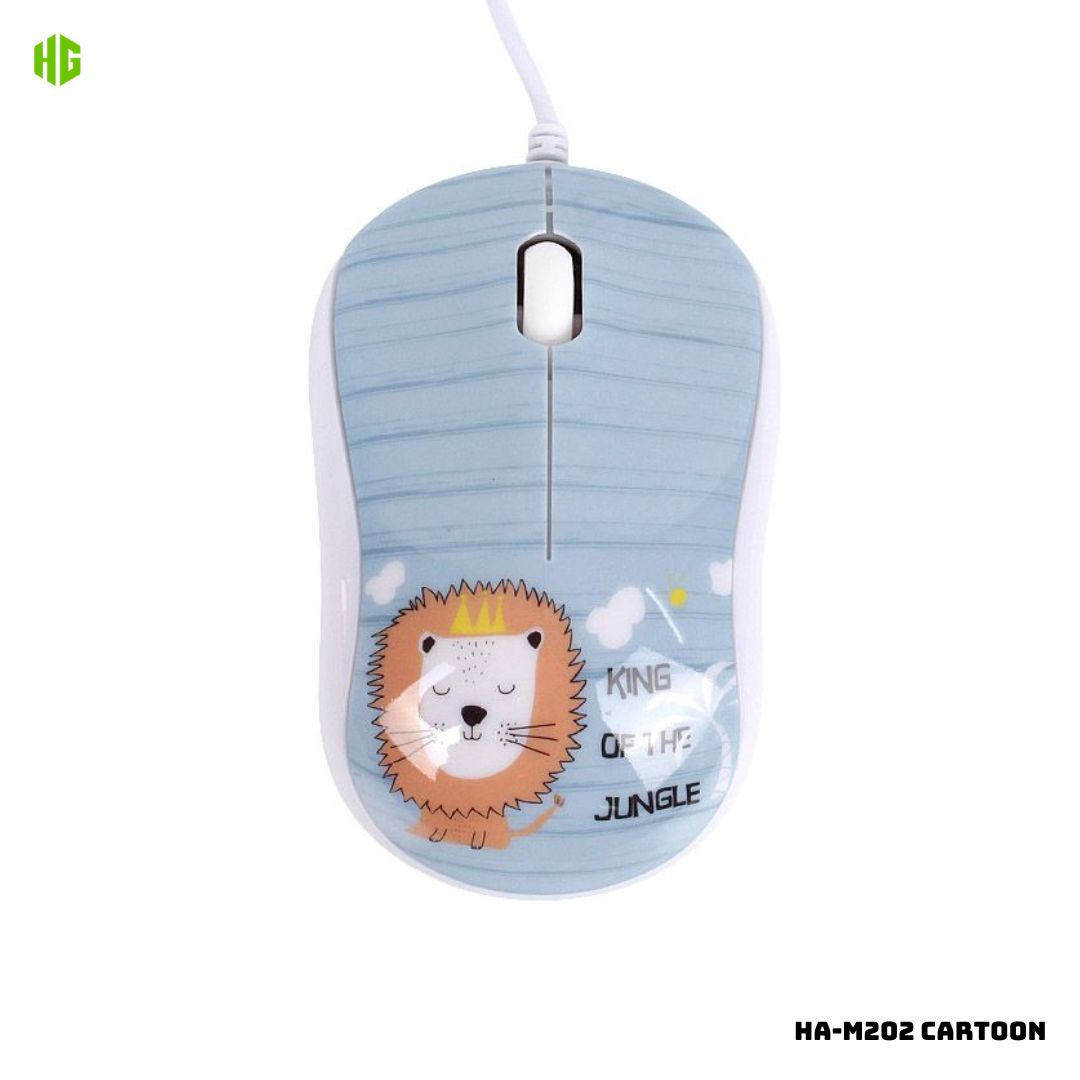 MOUSE ALAMBRICO PARA NIÑOS HALION HA-M202 1000 DPI - CARTOON LEONCITO - 1