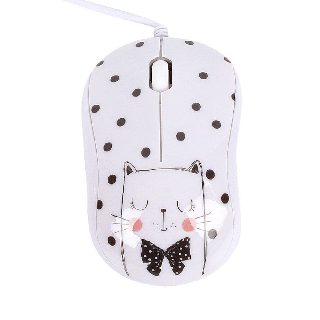MOUSE ALAMBRICO PARA NIÑOS HALION HA-M202 1000 DPI - CARTOON GATITA - 2