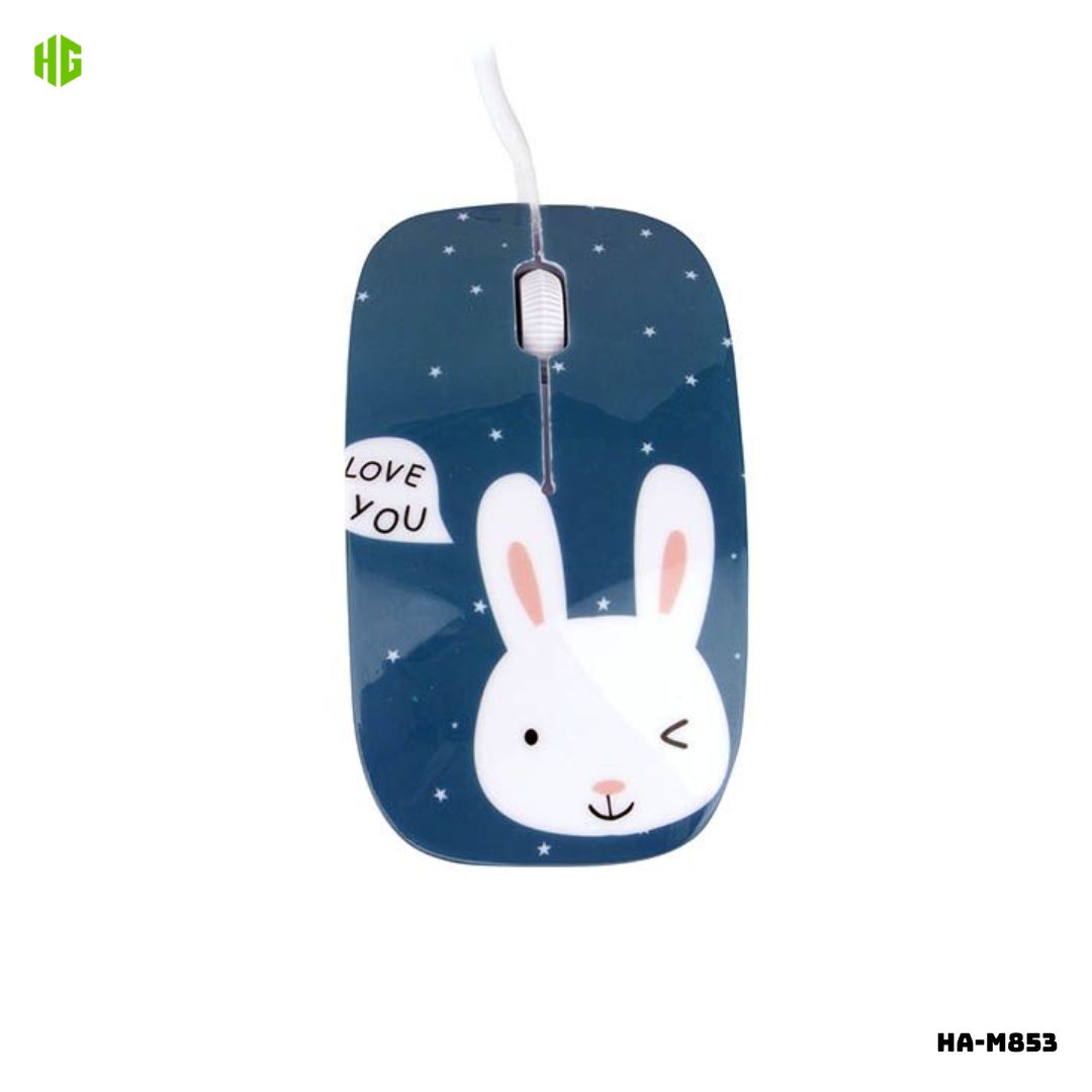 MOUSE ALAMBRICO PARA NIÑOS HALION HA-M853 1000 DPI - CARTOON CONEJITO - 1
