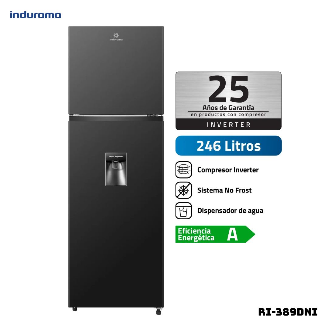 REFRIGERADORA INDURAMA 246 L TOP FREEZER NEGRO - RI-389DNI - 1