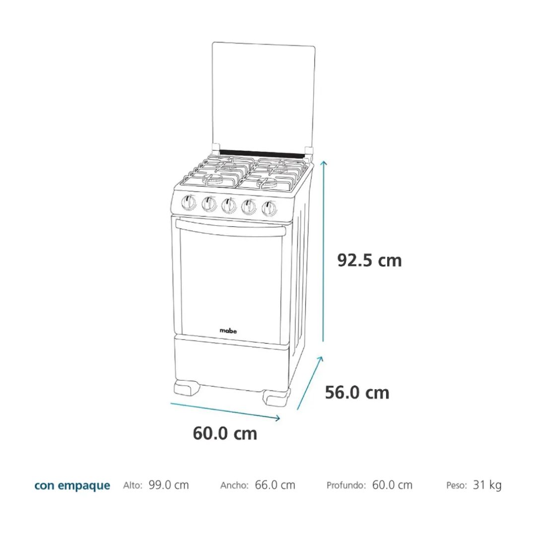 COCINA DE PIE MABE A GAS 4 HORNILLAS ACERO INOX - CMP6010FG0 - 8