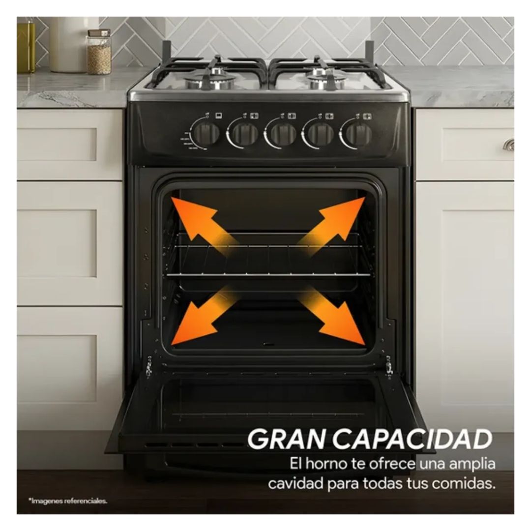 COCINA DE PIE MIRAY A GAS 4 HORNILLAS NEGRO - ANIS PLUS GLP - 6