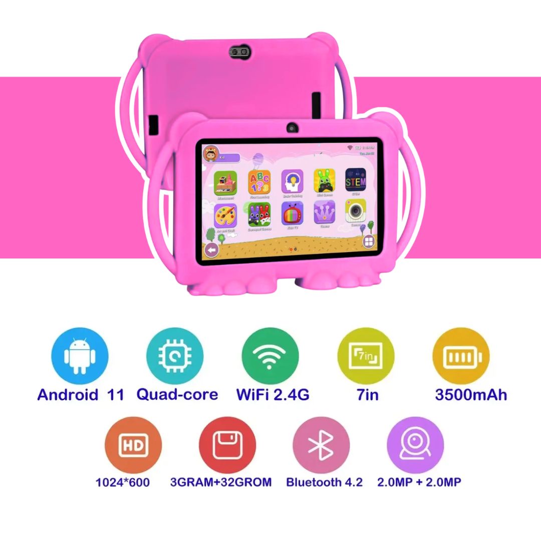 TABLET PARA NIÑAS BLACKPHONE T7 KIDS WIFI 3GB RAM 32GB ROM - CASE ROSA - 2