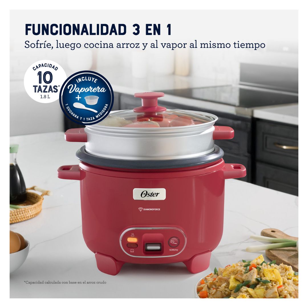 ARROCERA OSTER DIAMONDFORCE 10 TAZAS SANDIA CON VAPORERA - CKSTRC10DFPNK - 6