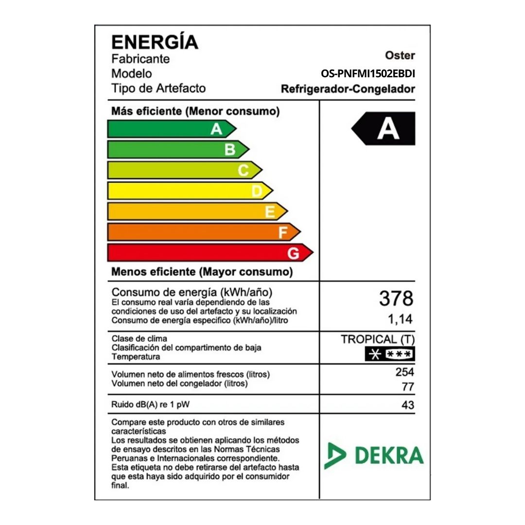 REFRIGERADORA OSTER 409 L TOP FREEZER NEGRO - OS-PNFMI1502EBDI - 8