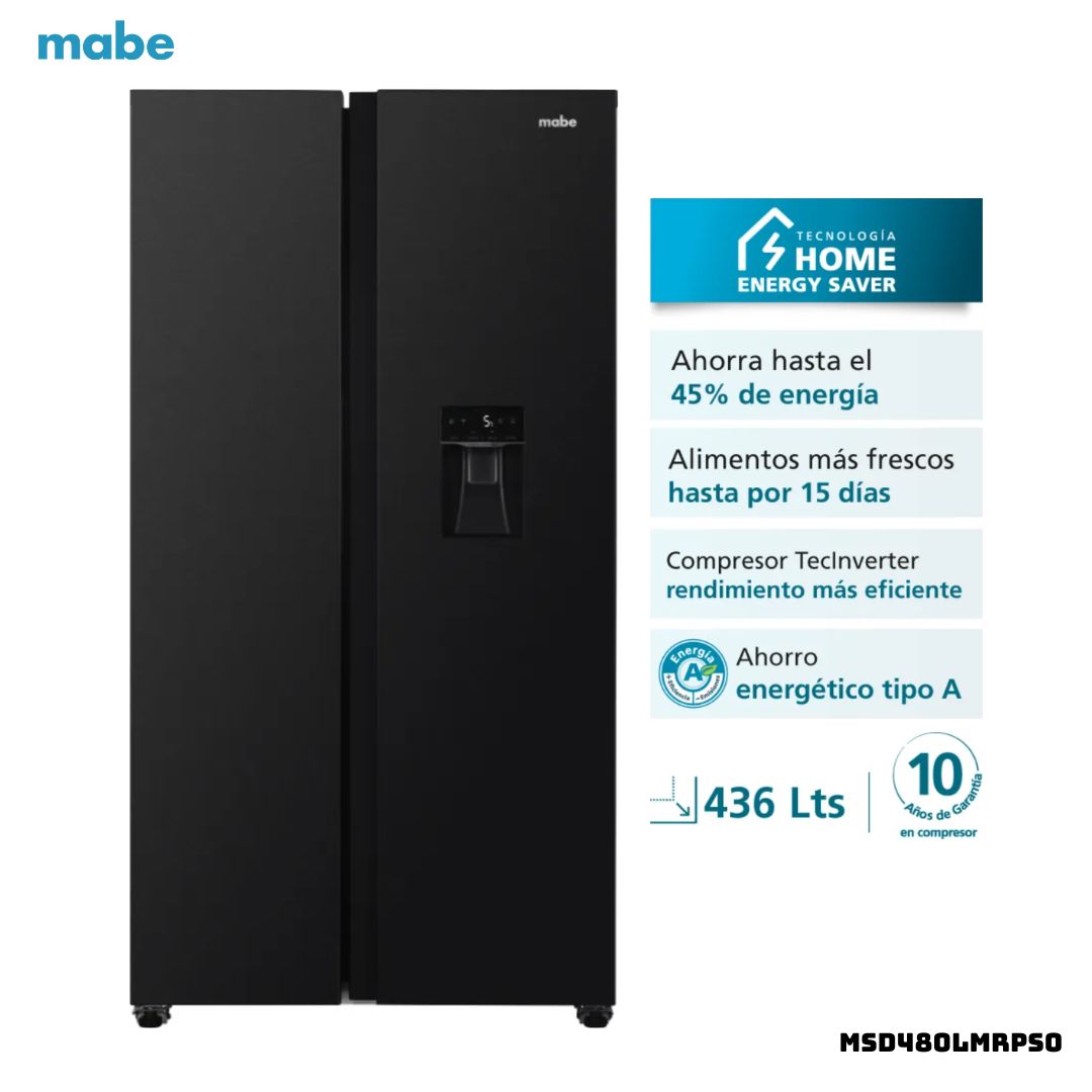 REFRIGERADORA MABE 436 L SIDE BY SIDE NEGRO - MSD480LMRPS - 1