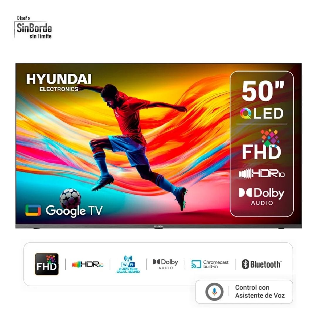TELEVISOR HYUNDAI 50 QLED SMART TV GOOGLE TV FHD - HYLED5027QFG - 2