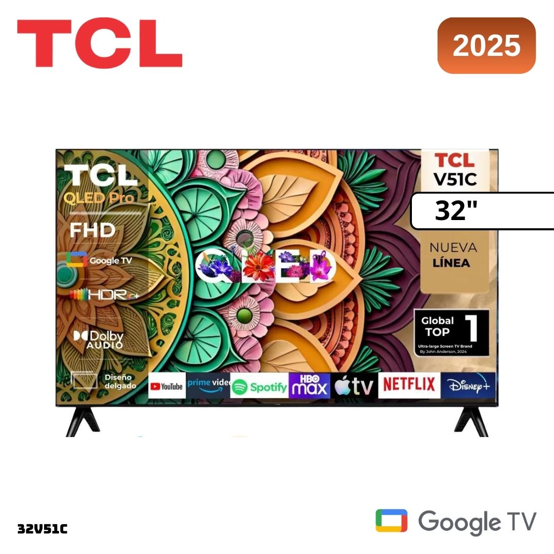 TELEVISOR TCL 32 QLED SMART TV GOOGLE TV FHD 2025 - 32V51C - 1