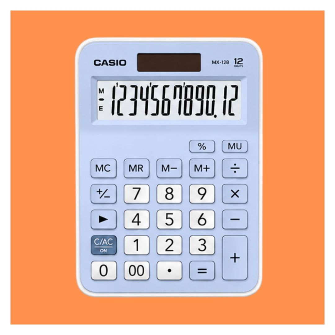 CALCULADORA DE MESA CASIO CON PANEL SOLAR MX-12B-LB - CELESTE - 4