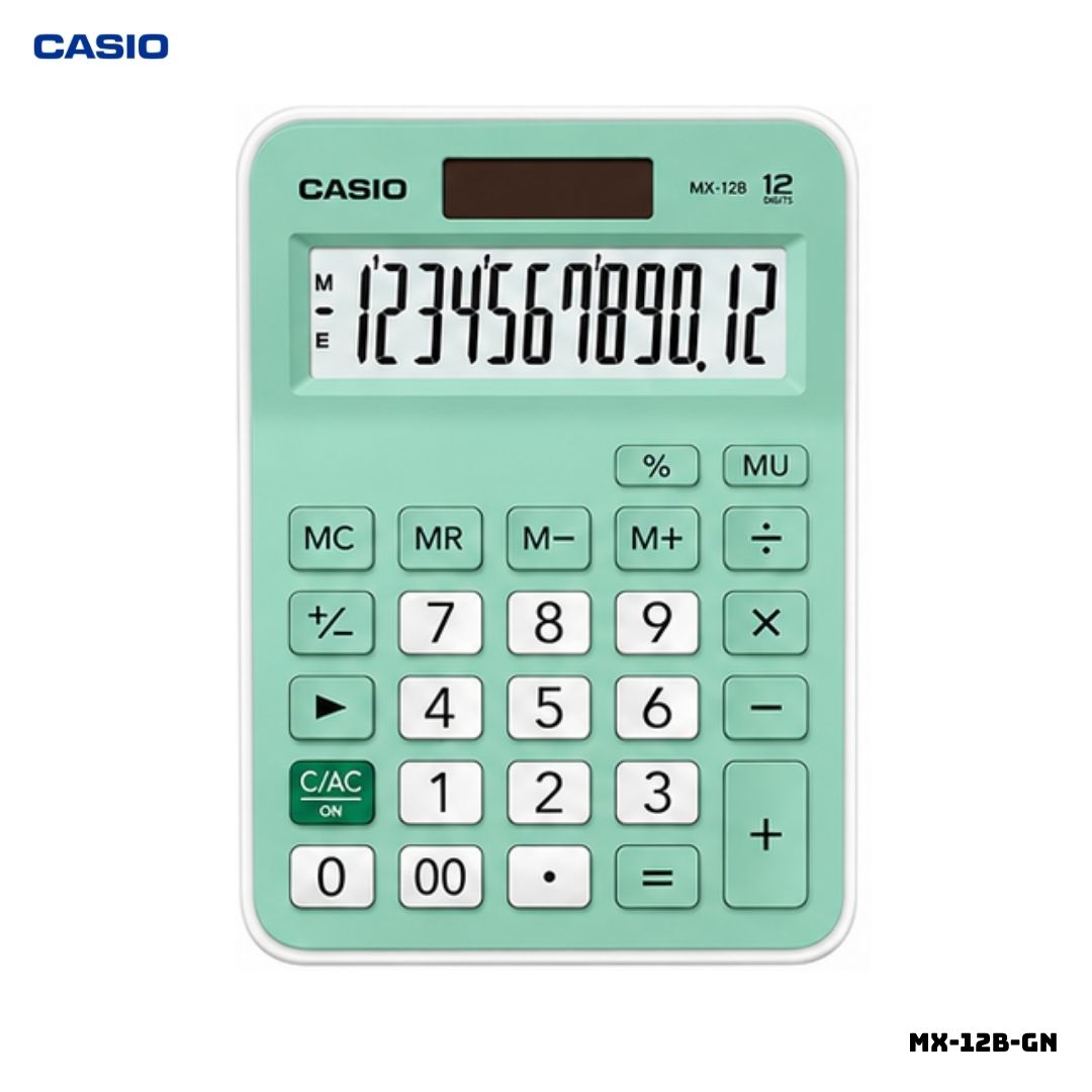 CALCULADORA DE MESA CASIO CON PANEL SOLAR MX-12B-GN - VERDE - 1