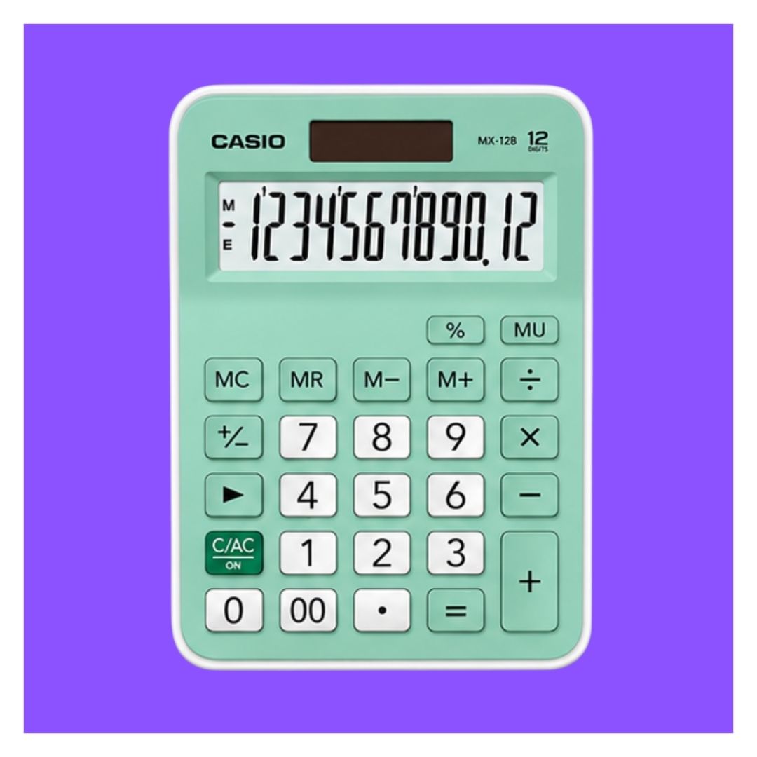 CALCULADORA DE MESA CASIO CON PANEL SOLAR MX-12B-GN - VERDE - 4