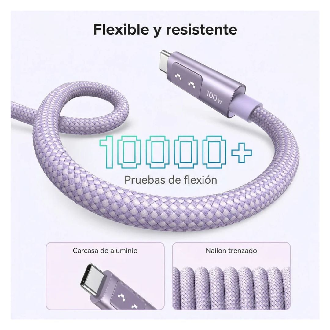 CABLE UGREEN 100W 1 M CARGA RAPIDA LED PURPURA - 6