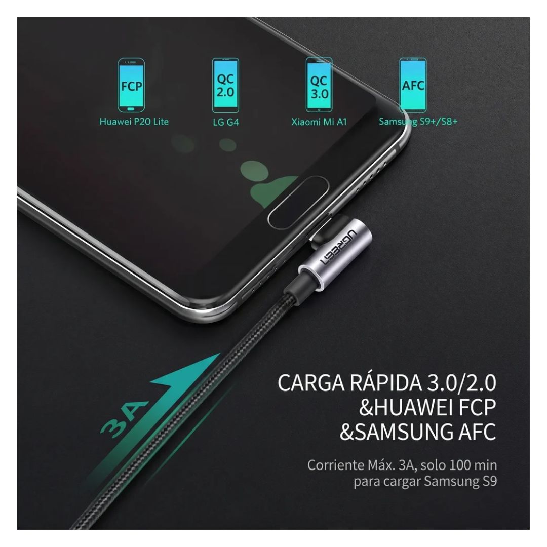 CABLE UGREEN ANGULO DE 90 18W CARGA RAPIDA 1 METRO - 4