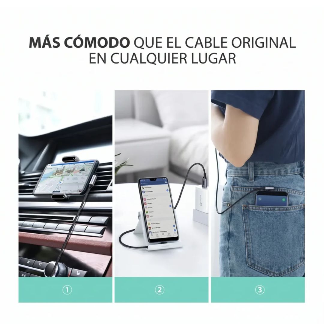 CABLE UGREEN ANGULO DE 90 18W CARGA RAPIDA 1 METRO - 7