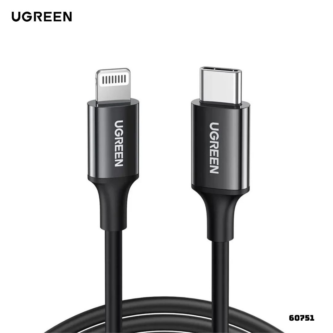 CABLE UGREEN 1 METRO US171 NEGRO 60751 USB-C A LIGHTNING - 1