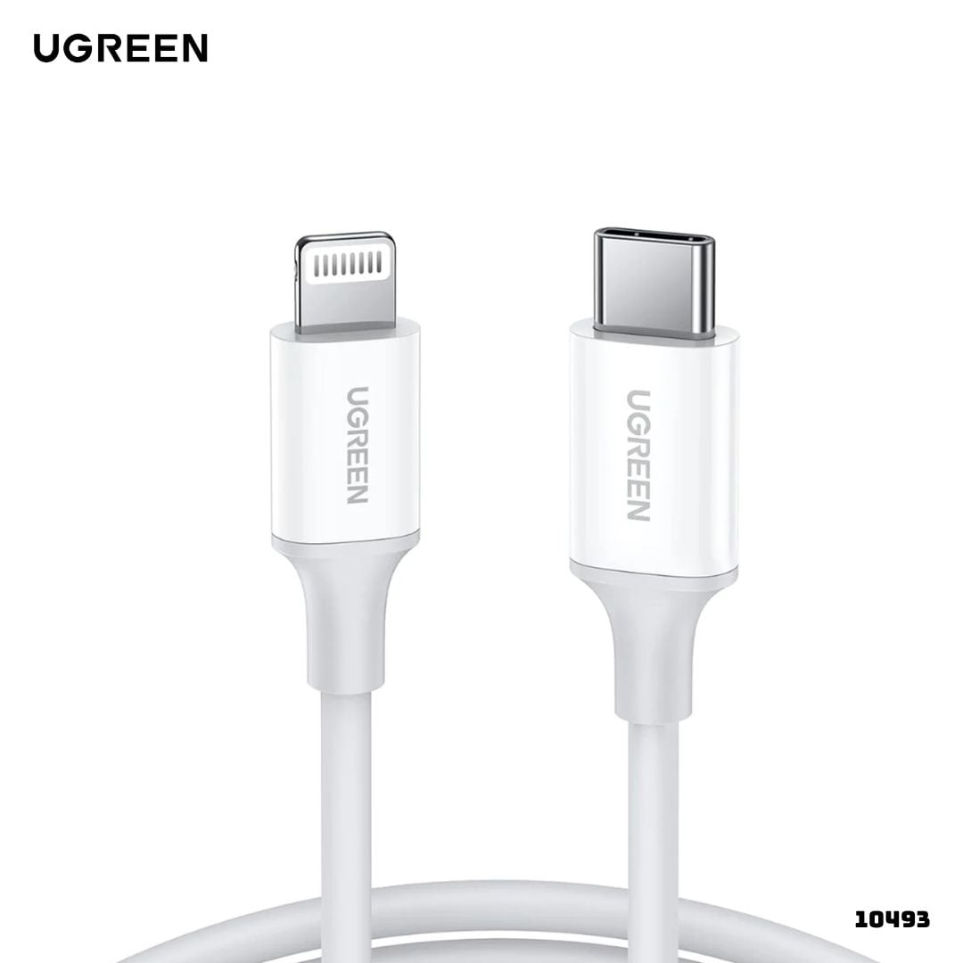 CABLE UGREEN 1 METRO US171 BLANCO 10493 USB-C A LIGHTNING - 1