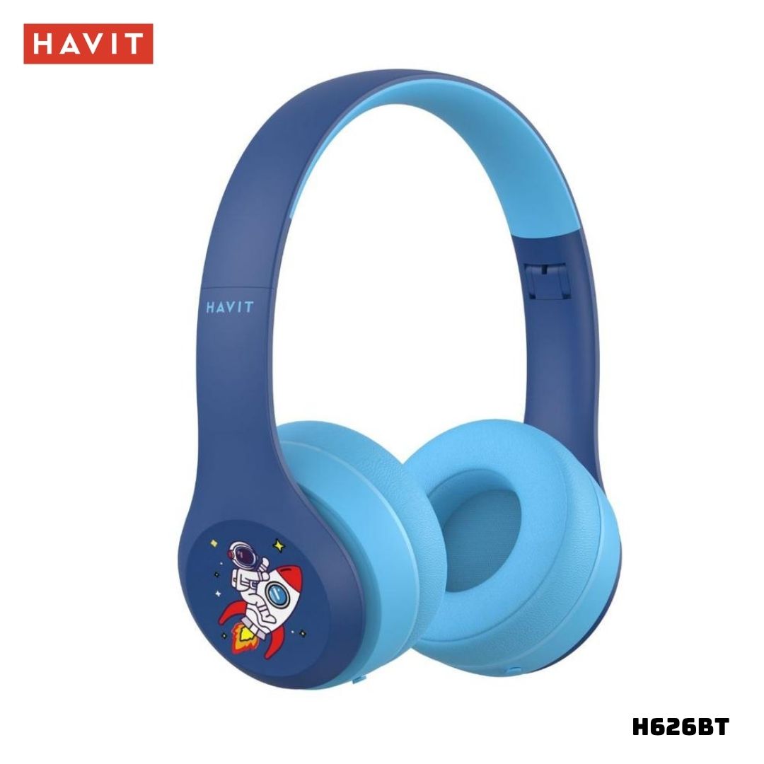 AUDIFONOS HAVIT  BLUETOOTH PARA NIÑOS H626BT DISEÑO ERGONÓMICO - AZUL - 1