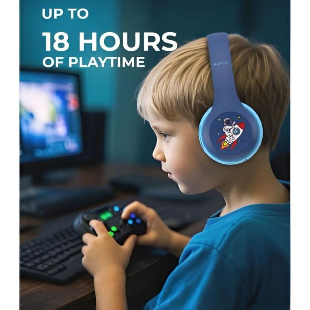 AUDIFONOS HAVIT  BLUETOOTH PARA NIÑOS H626BT DISEÑO ERGONÓMICO - AZUL - 6