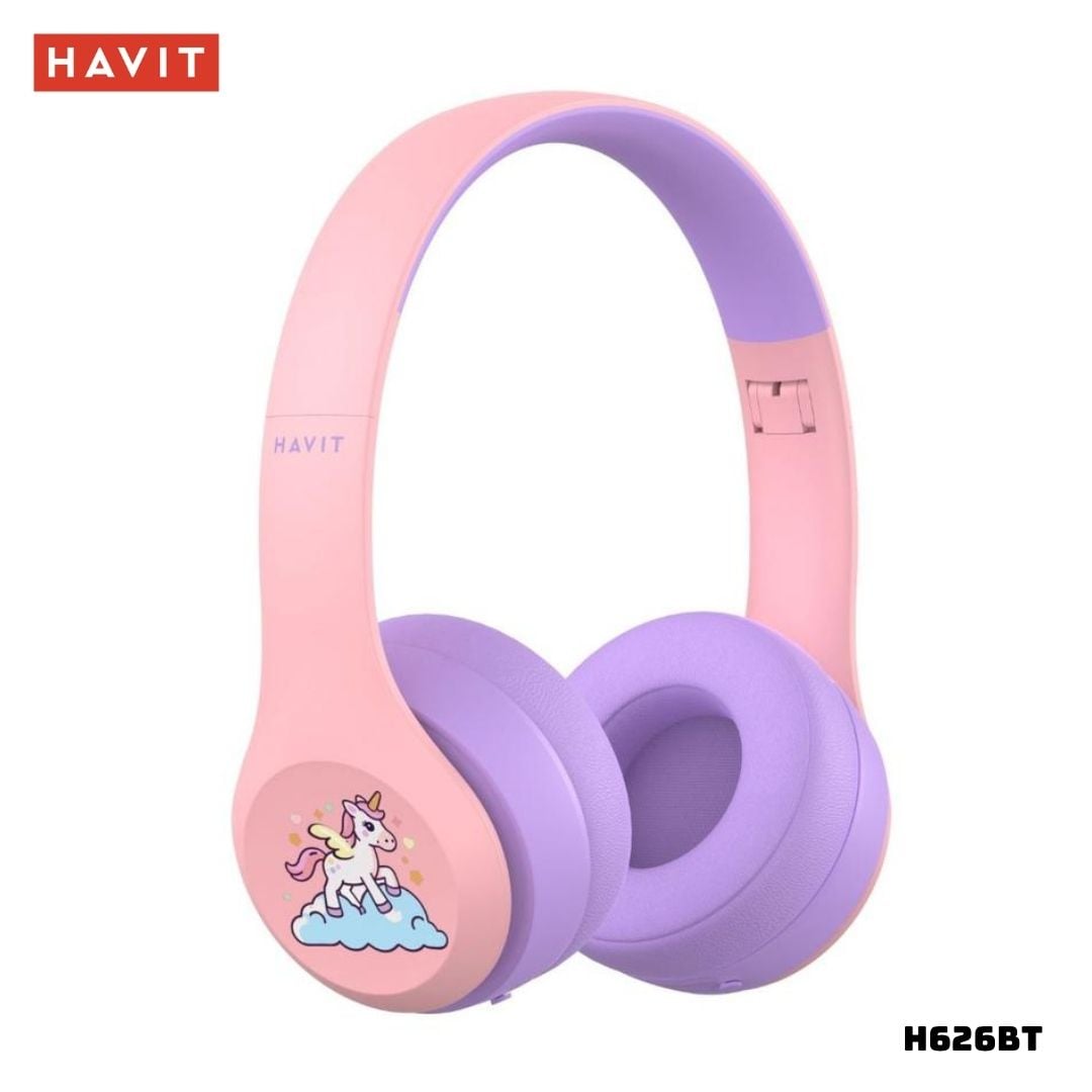 AUDIFONOS HAVIT  BLUETOOTH PARA NIÑOS H626BT DISEÑO ERGONÓMICO - ROSADO - 1