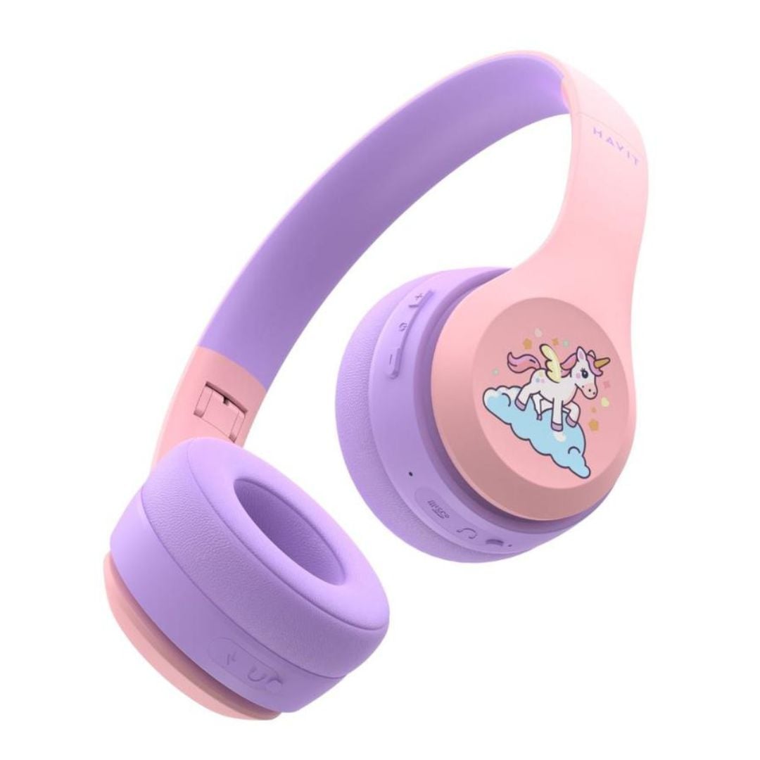 AUDIFONOS HAVIT  BLUETOOTH PARA NIÑOS H626BT DISEÑO ERGONÓMICO - ROSADO - 2