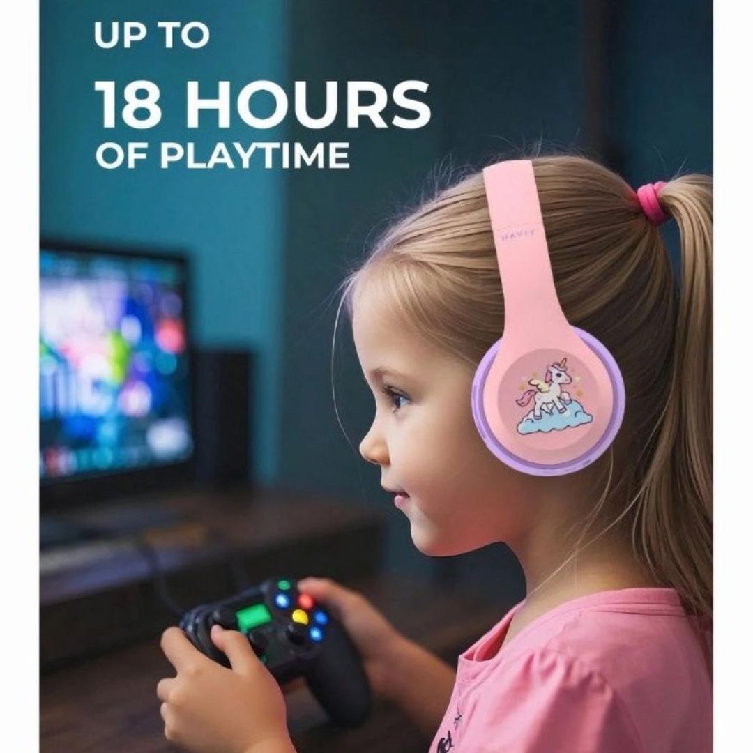 AUDIFONOS HAVIT  BLUETOOTH PARA NIÑOS H626BT DISEÑO ERGONÓMICO - ROSADO - 6