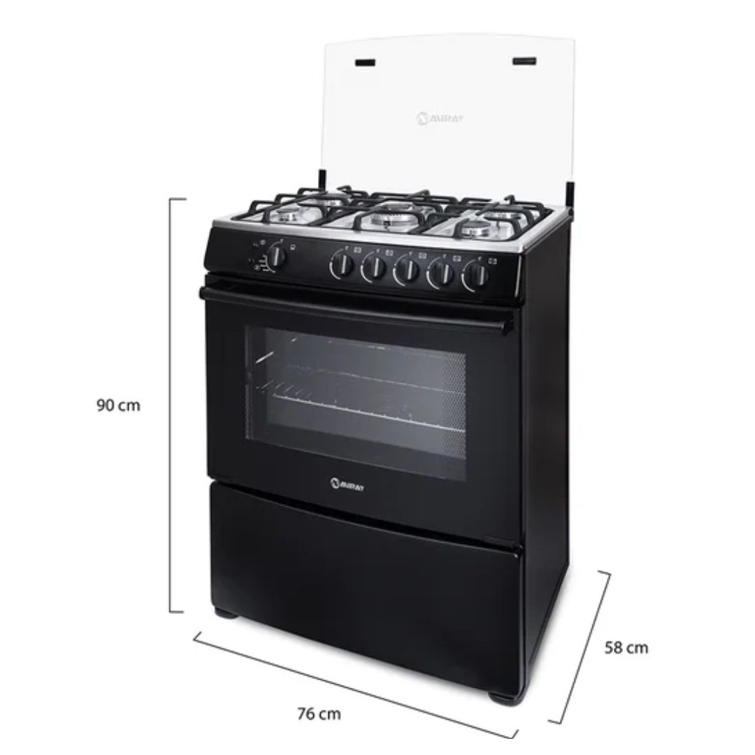 COCINA A GAS MIRAY GIRASOL PLUS GLP 5 HORNILLAS - NEGRO - 3