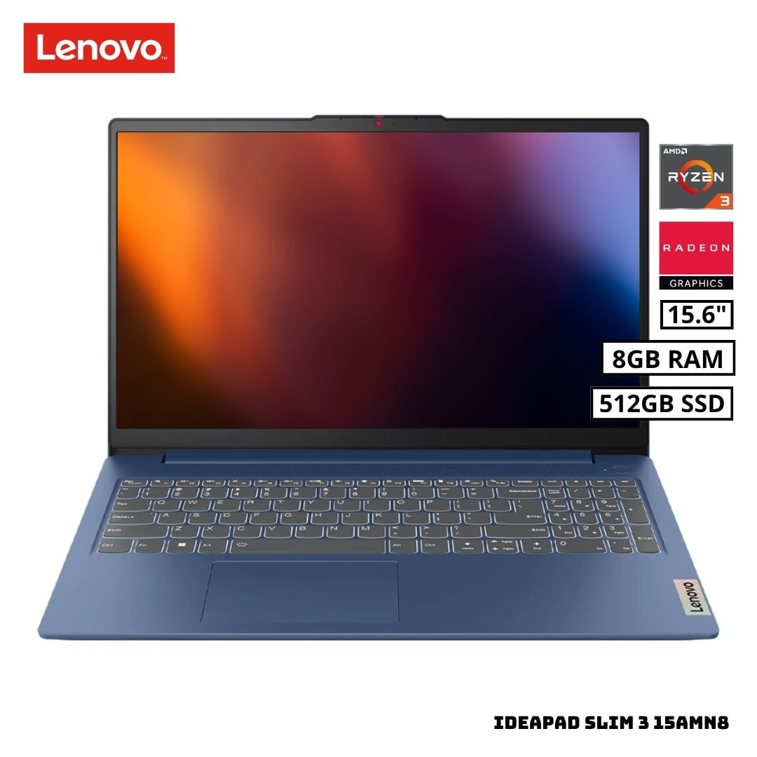 LAPTOP LENOVO IDEAPAD SLIM 3 15.6 FHD AMD RYZEN 3 8GB RAM 512GB SSD 15AMN8 ABYSS BLUE - 1