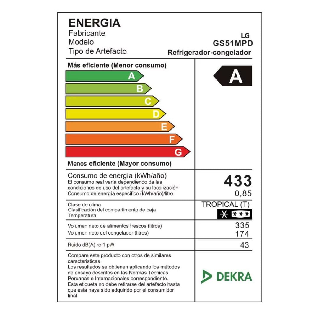 REFRIGERADORA LG 334 L SIDE BY SIDE NEGRO - GS51MPD - 8