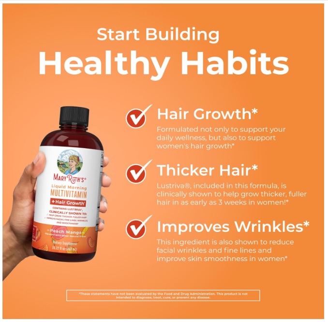 MARY RUTH'S MULTIVITAMÍNICO LÍQUIDO BEBIBLE PARA CRECIMIENTO DEL CABELLO MANGO– 450 ML - 4