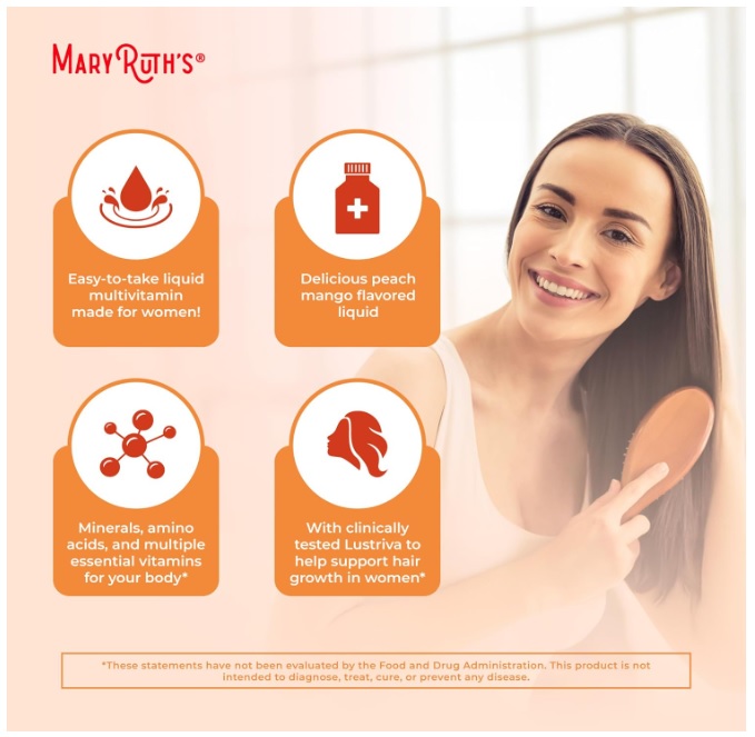 MARY RUTH'S MULTIVITAMÍNICO LÍQUIDO BEBIBLE PARA CRECIMIENTO DEL CABELLO MANGO– 450 ML - 5