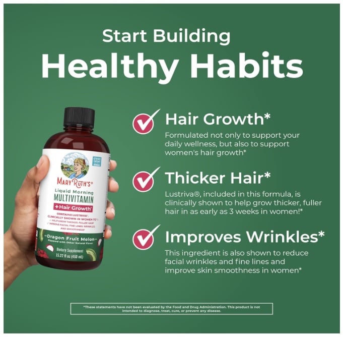 MARY RUTH'S MULTIVITAMÍNICO LÍQUIDO BEBIBLE PARA CRECIMIENTO DEL CABELLO DRAGON FRUIT – 450 ML - 4