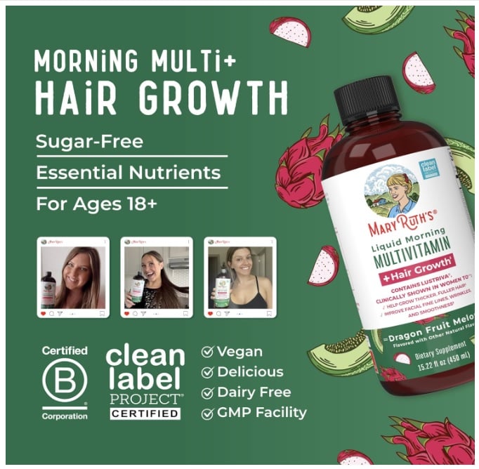 MARY RUTH'S MULTIVITAMÍNICO LÍQUIDO BEBIBLE PARA CRECIMIENTO DEL CABELLO DRAGON FRUIT – 450 ML - 7