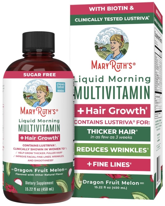 MARY RUTH'S MULTIVITAMÍNICO LÍQUIDO BEBIBLE PARA CRECIMIENTO DEL CABELLO DRAGON FRUIT – 450 ML - 1