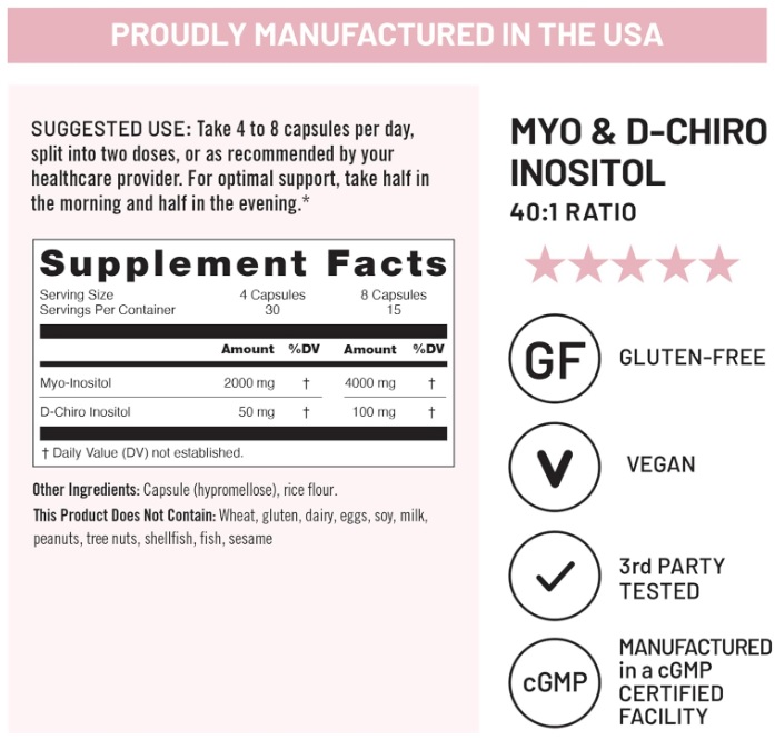MYO Y D-CHIRO INOSITOL 40:1 RATIO 120 CÁPSULAS - NATUREWISE - 5