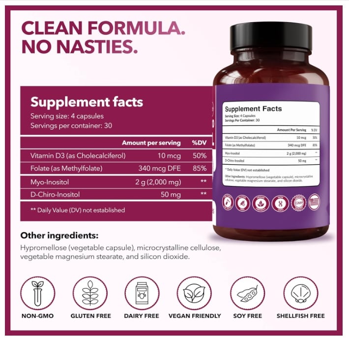 MYO Y D-CHIRO INOSITOL CON FOLATO Y VITAMINA D 120 CÁPSULAS - INTIMATE ROSE - 5