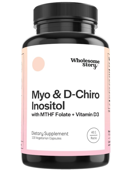 MYO Y D-CHIRO INOSITOL CON MTHF, ÁCIDO FÓLICO Y VITAMINA D 120 CAP - WHOLESOME STORY - 1