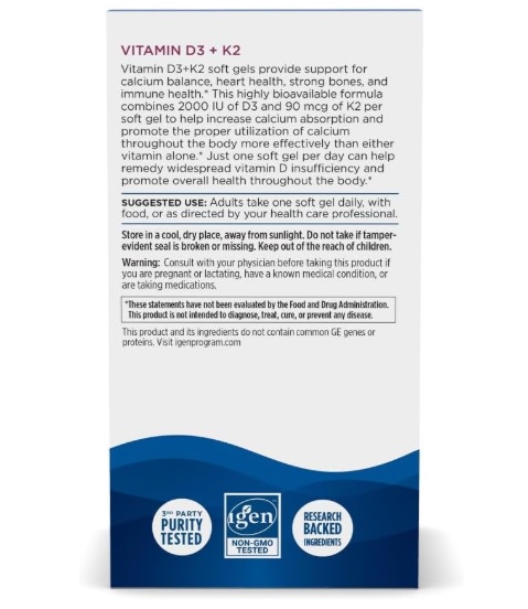 NORDIC NATURALS VITAMINA D3 + K2 – 60 CÁPSULAS - 5