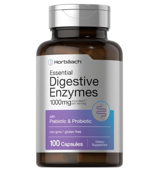 ENZYMAS DIGESTIVAS CON PROBIOTICOS Y PREBIOTICOS 100 CÁPSULAS – HORBAACH - 1