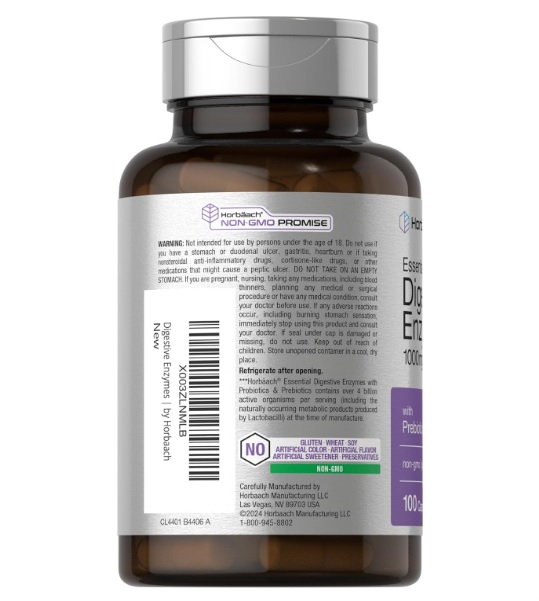 ENZYMAS DIGESTIVAS CON PROBIOTICOS Y PREBIOTICOS 100 CÁPSULAS – HORBAACH - 6