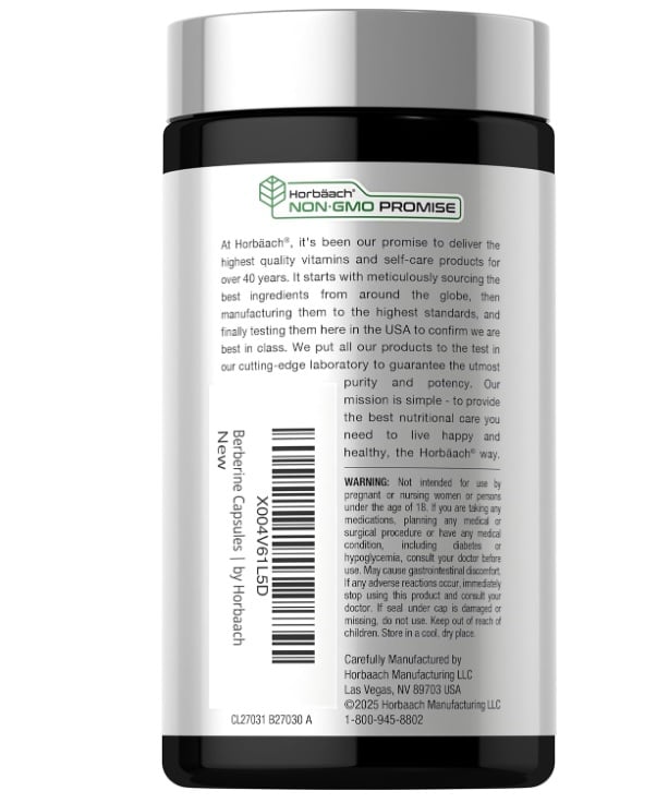 BERBERINA CON CANELA DE CEILÁN Y CROMO 1000 MG 60 CAP – HORBÄACH - 4