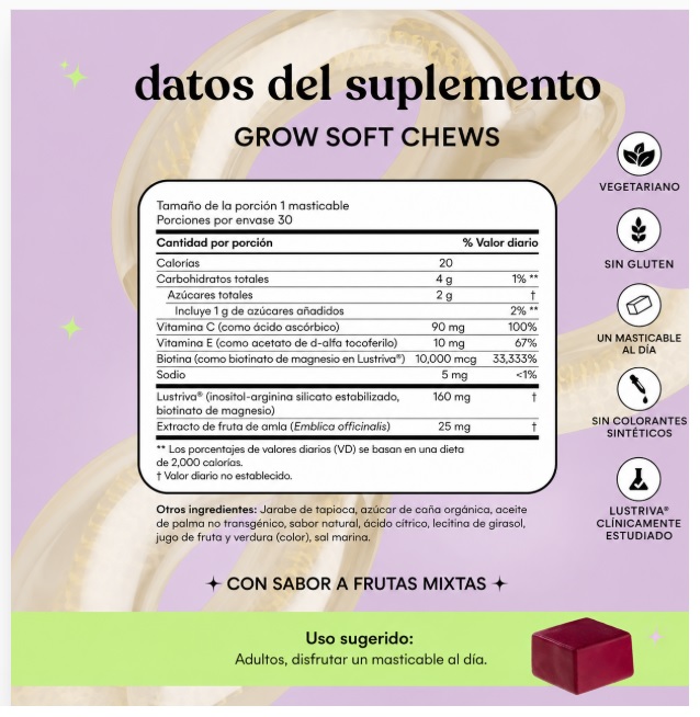 LEMME GROW MASTICABLES SUAVES PARA AUMENTAR EL CRECIMIENTO DEL CABELLO – 30 MASTICABLES - 8