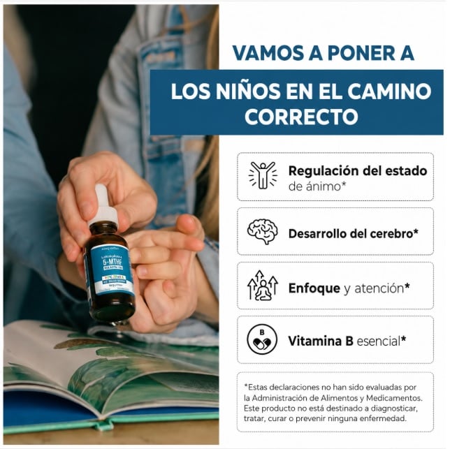MTHF 5 METILFOLATO LÍQUIDO NIÑOS L- METHYLFOLATE 30 ML – TRIQUETRA - 3