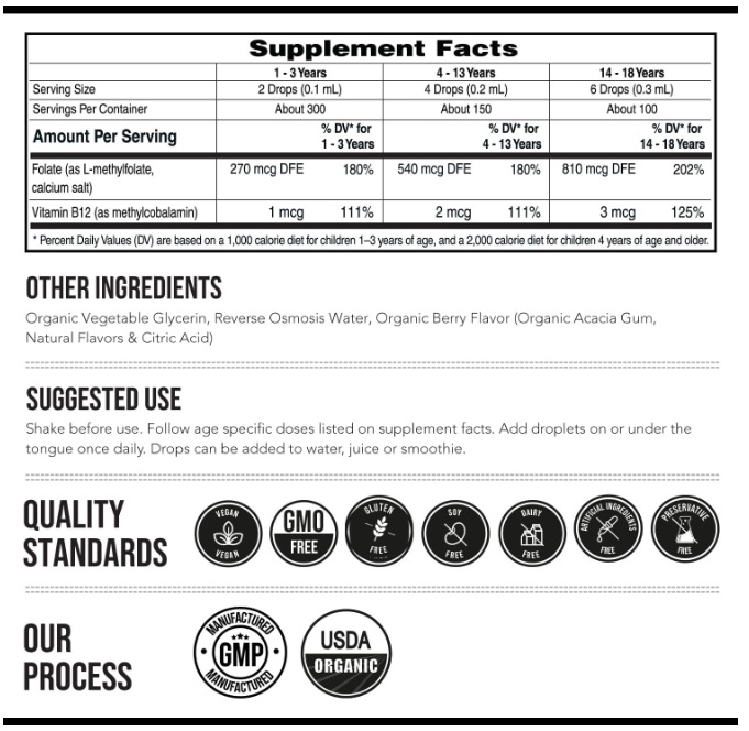 MTHF 5 METILFOLATO LÍQUIDO NIÑOS L- METHYLFOLATE 30 ML – TRIQUETRA - 6
