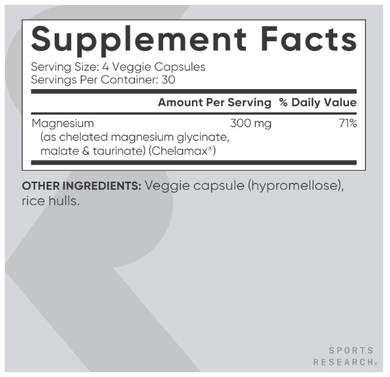 SPORTS RESEARCH TRIPLE MAGNESIUM COMPLEX - 120 CÁPSULAS - 6