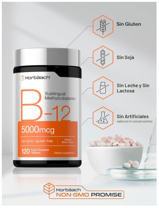 HORBAACH VITAMINA B12 5000 MCG – 120 TABLETAS SUBLINGUAL - 2