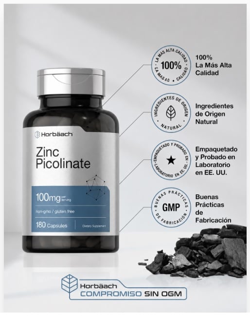 HORBAACH PICOLINATO DE ZINC 100 MG – 180 CÁPSULAS - 2