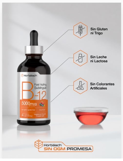 HORBAACH B12 VITAMINA 5000 MCG GOTAS SUBLINGUAL – 118 ML - 2