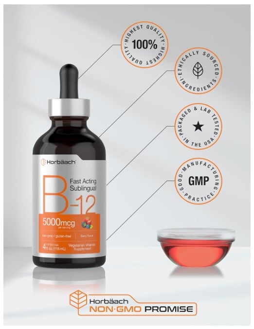 HORBAACH B12 VITAMINA 5000 MCG GOTAS SUBLINGUAL – 118 ML - 3